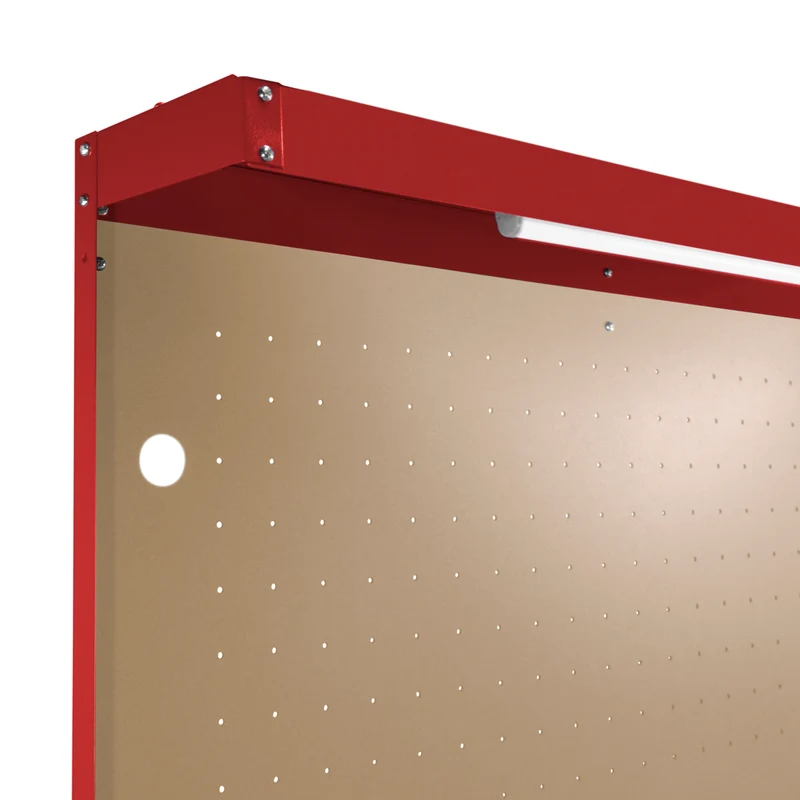 Établi de Travail 120 cm à Tiroir & LED Blanc Froid en Acier Rouge