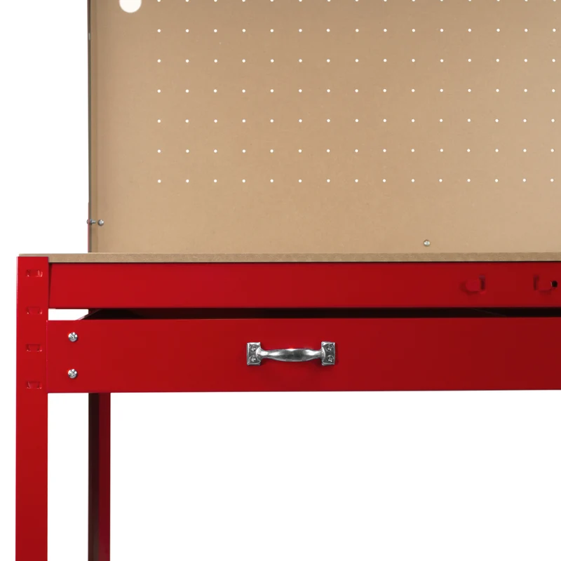 Établi de Travail 120 cm à Tiroir & LED Blanc Froid en Acier Rouge