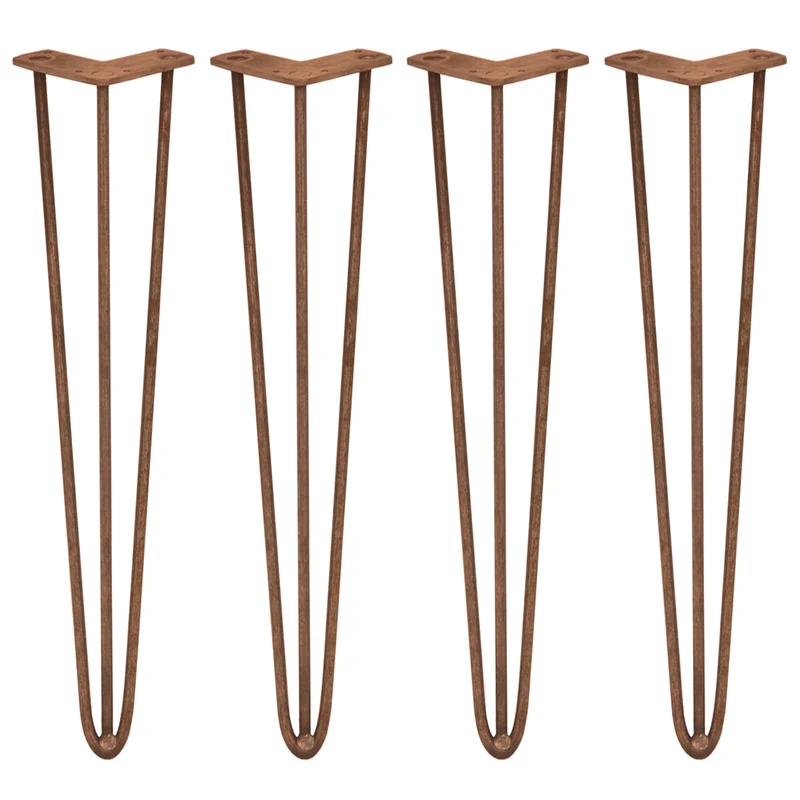 4 Pieds de Table 71 cm à 3 Tiges de 12 mm - Cuivre