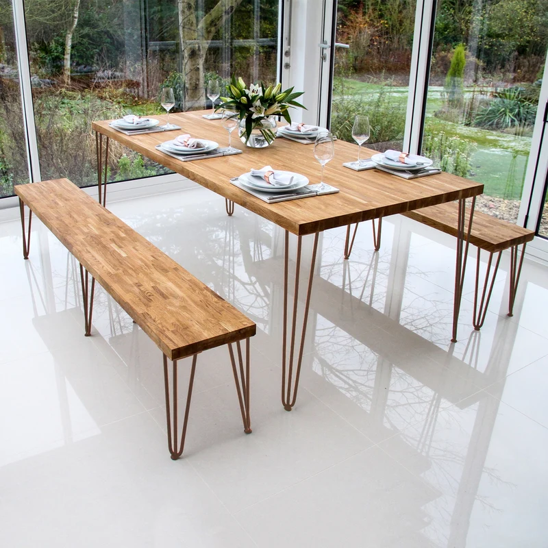 4 Pieds de Table 71 cm à 3 Tiges de 12 mm - Cuivre