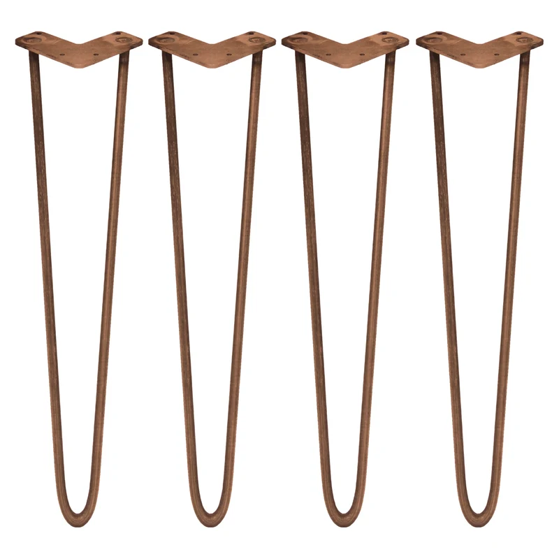 4 Pieds de Table 71 cm à 2 Tiges de 12 mm - Cuivre