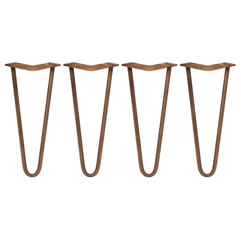 4 Pieds de Table 30,5 cm à 2 Tiges de 12 mm - Cuivre