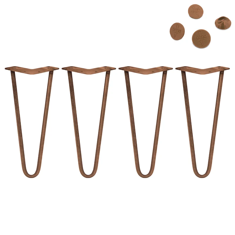 4 Pieds de Table 30,5 cm à 2 Tiges de 10 mm - Cuivre