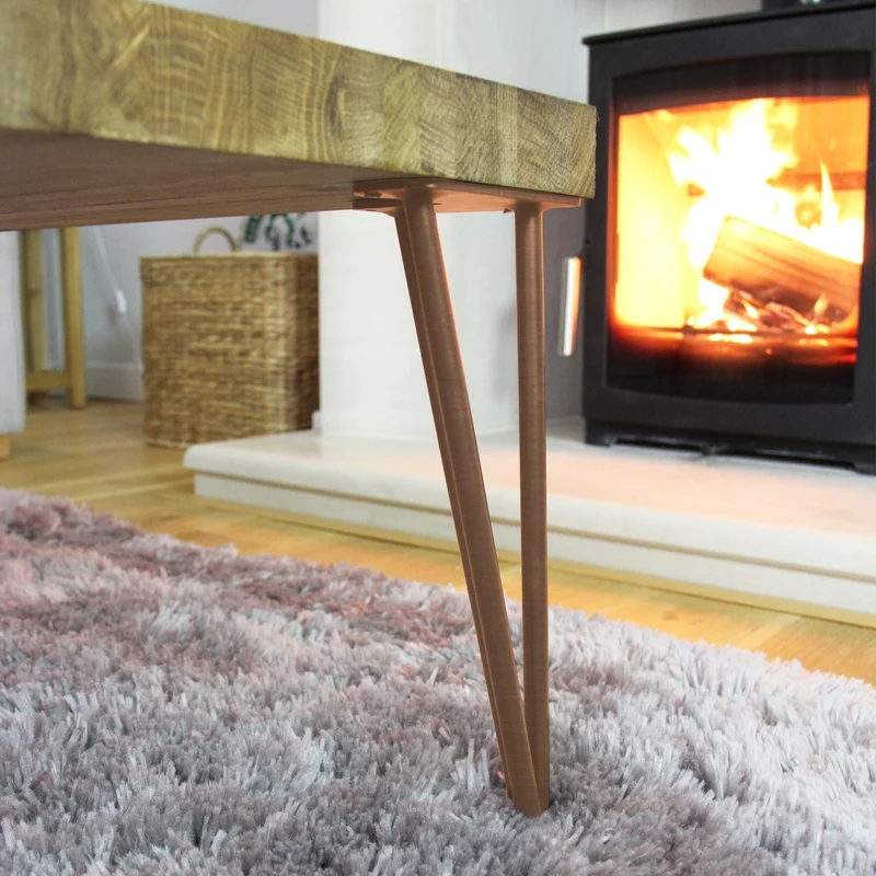4 Pieds de Table 30,5 cm à 2 Tiges de 10 mm - Cuivre