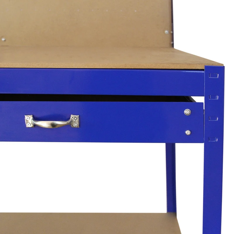 Établi de Travail à Tiroir en Acier Bleu avec Panneau Perforé