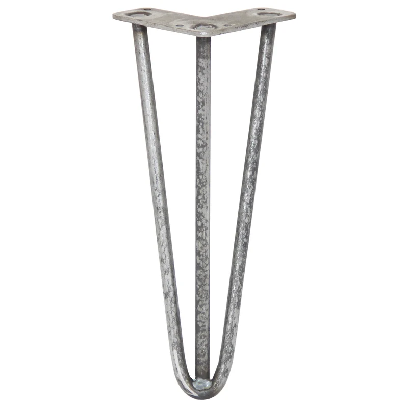 4 Pieds de Table 30,5 cm à 3 Tiges de 12 mm - Acier Brut