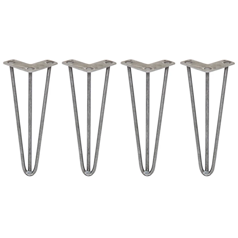 4 Pieds de Table 30,5 cm à 3 Tiges de 10 mm - Acier Brut