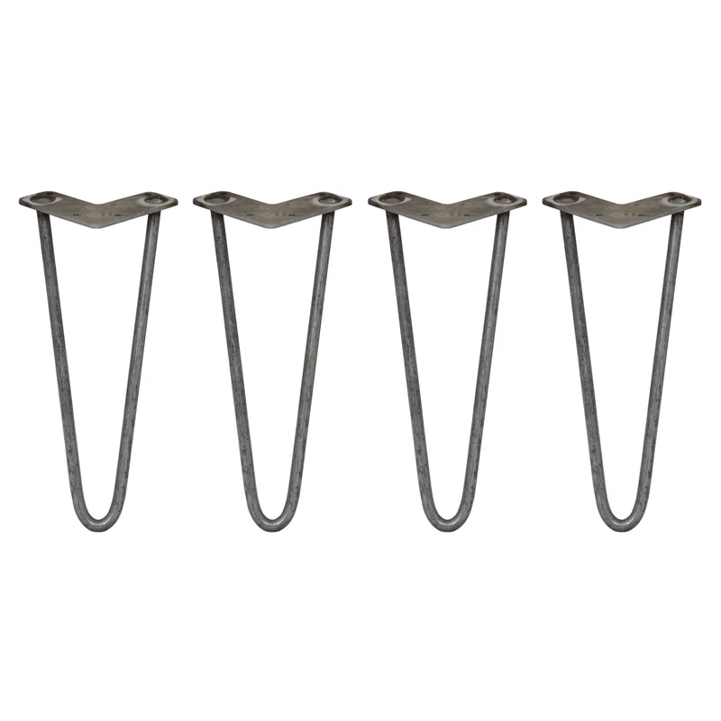 4 Pieds de Table 30,5 cm à 2 Tiges de 12 mm - Acier Brut