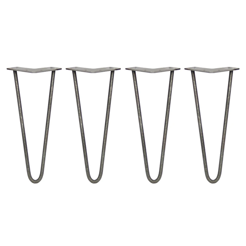4 Pieds de Table 30,5 cm à 2 Tiges de 10 mm - Acier Brut