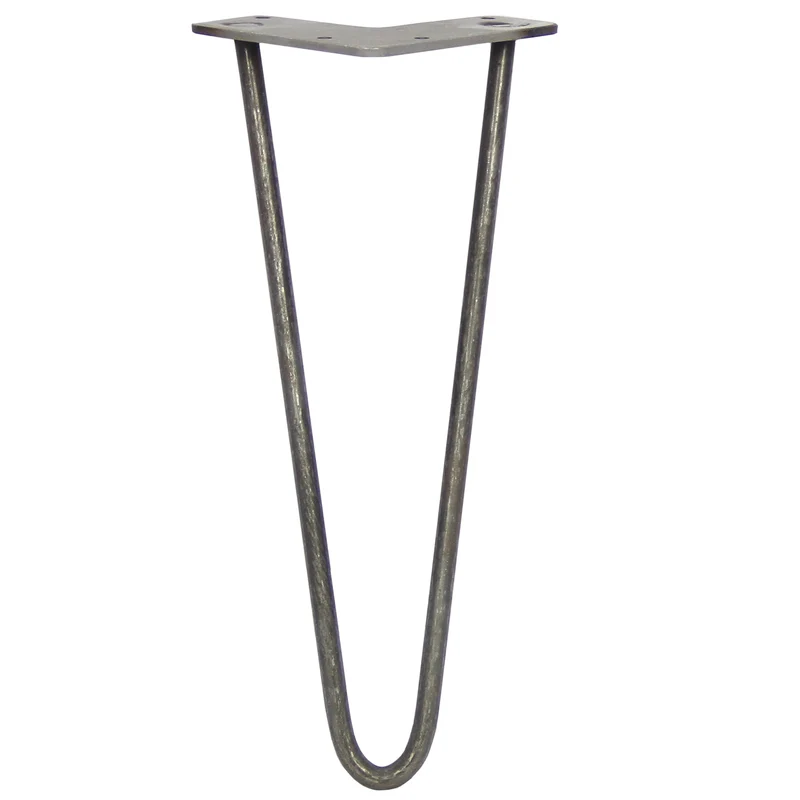 4 Pieds de Table 30,5 cm à 2 Tiges de 10 mm - Acier Brut