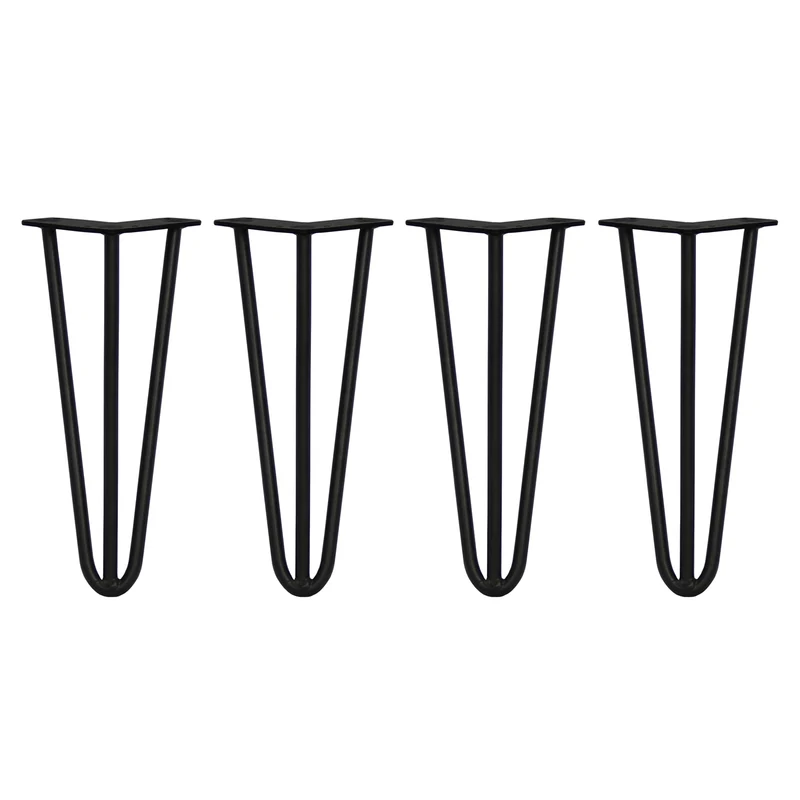 4 Pieds de Table 30,5 cm à 3 Tiges de 12 mm - Noir