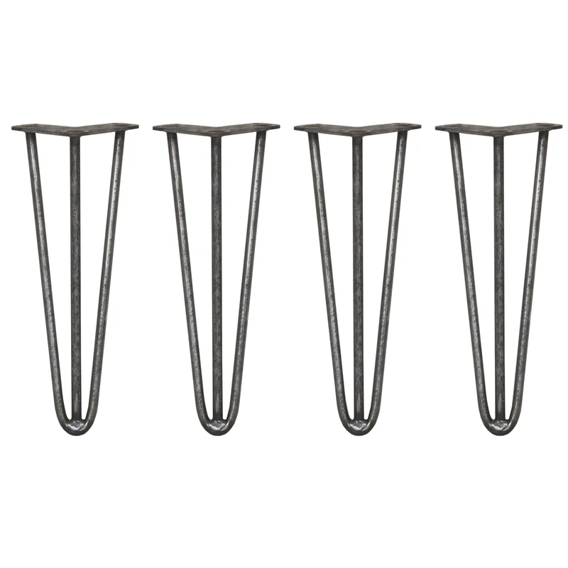 4 Pieds de Table 35,5 cm à 3 Tiges de 12 mm - Acier Brut