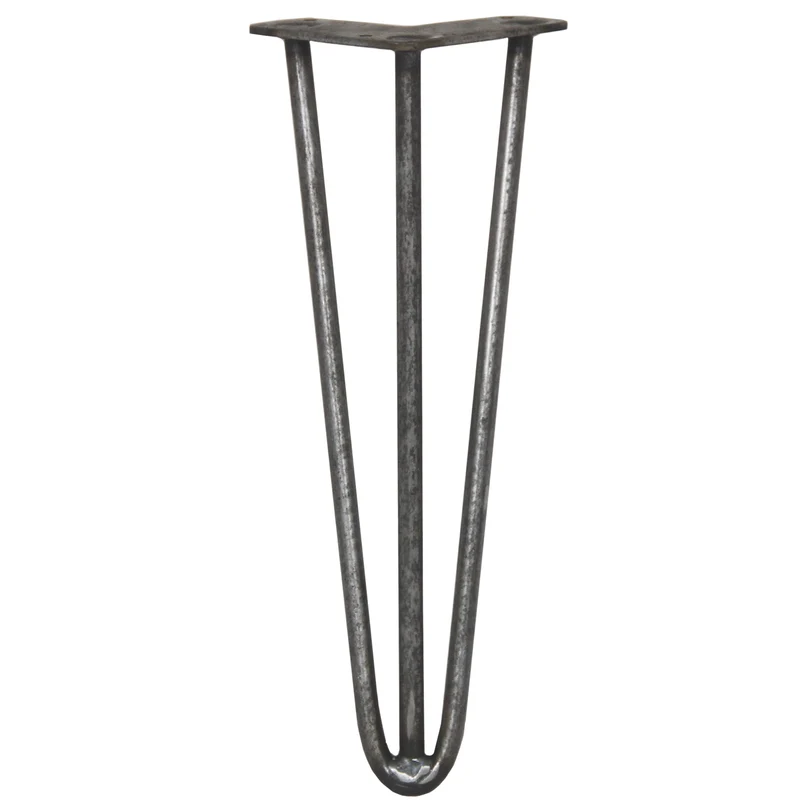 4 Pieds de Table 35,5 cm à 3 Tiges de 12 mm - Acier Brut