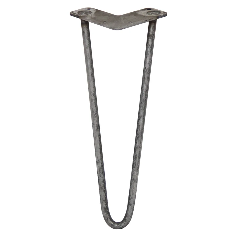 4 Pieds de Table 35,5 cm à 2 Tiges de 12 mm - Acier Brut