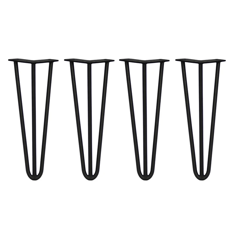 4 Pieds de Table 35,5 cm à 3 Tiges de 12 mm - Noir