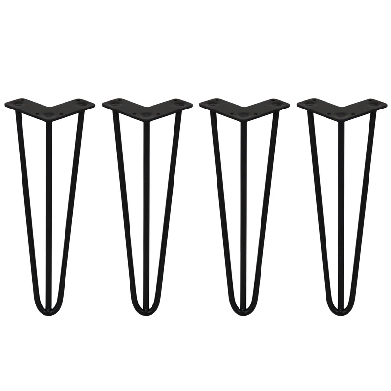 4 Pieds de Table 35,5 cm à 3 Tiges de 10 mm - Noir