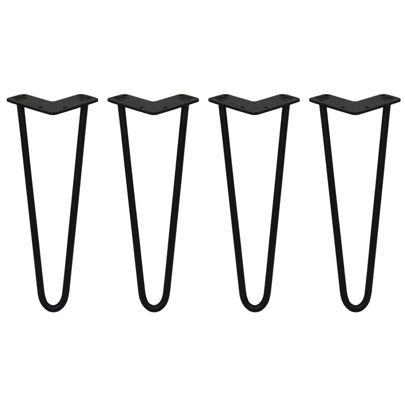 4 Pieds de Table 35,5 cm à 2 Tiges de 12 mm - Noir