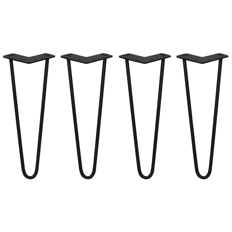 4 Pieds de Table 35,5 cm à 2 Tiges de 10 mm - Noir
