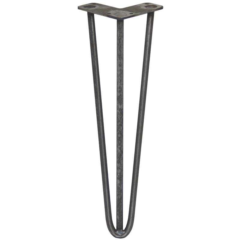 4 Pieds de Table 40,6 cm à 3 Tiges de 12 mm - Acier Brut