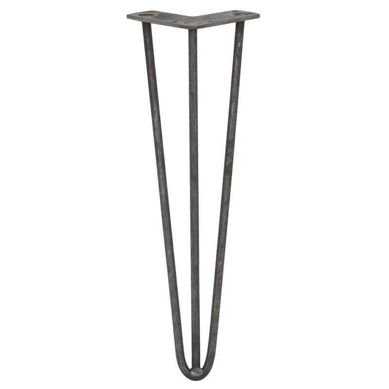 4 Pieds de Table 40,6 cm à 3 Tiges de 10 mm - Acier Brut