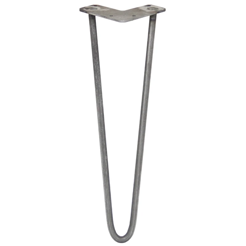 4 Pieds de Table 40,6 cm à 2 Tiges de 12 mm - Acier Brut