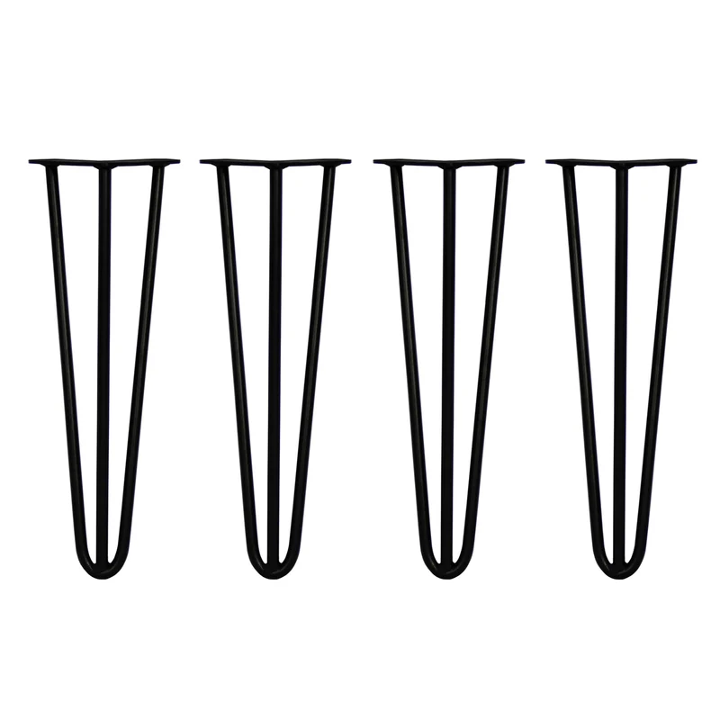 4 Pieds de Table 40,6 cm à 3 Tiges de 12 mm - Noir