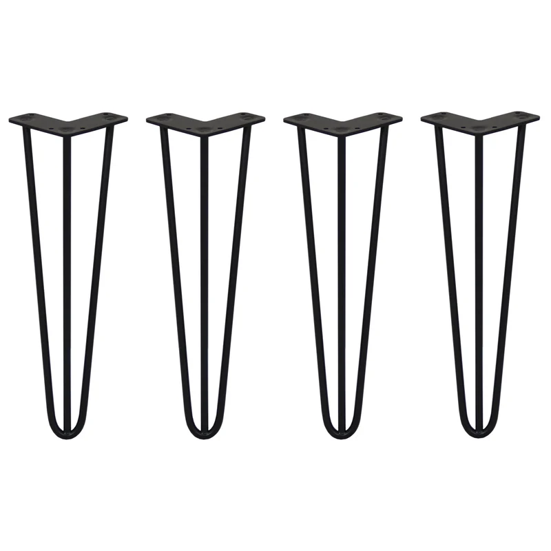 4 Pieds de Table 40,6 cm à 3 Tiges de 10 mm - Noir