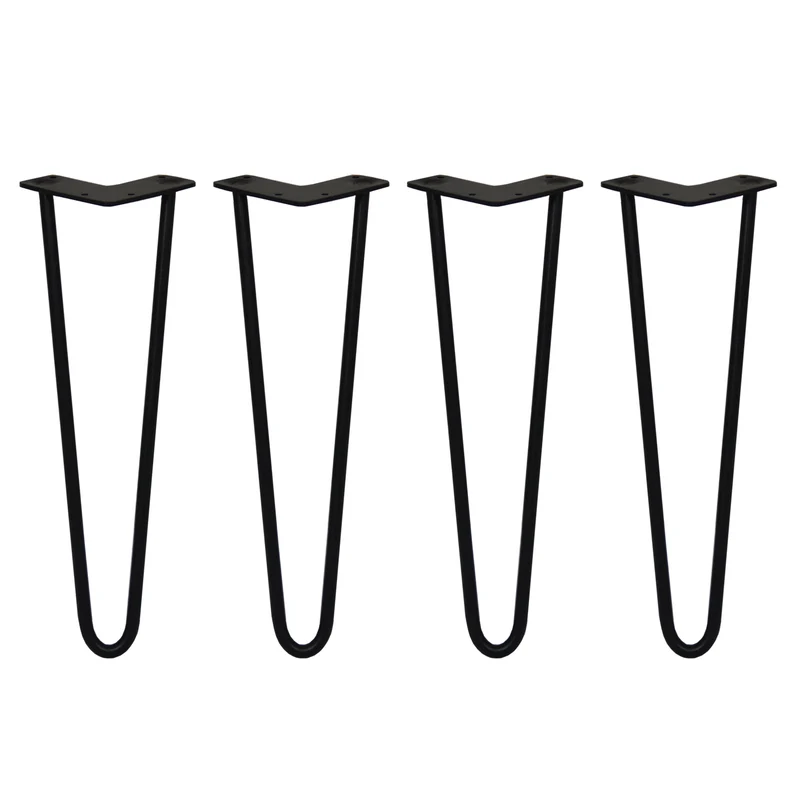 4 Pieds de Table 40,6 cm à 2 Tiges de 12 mm - Noir