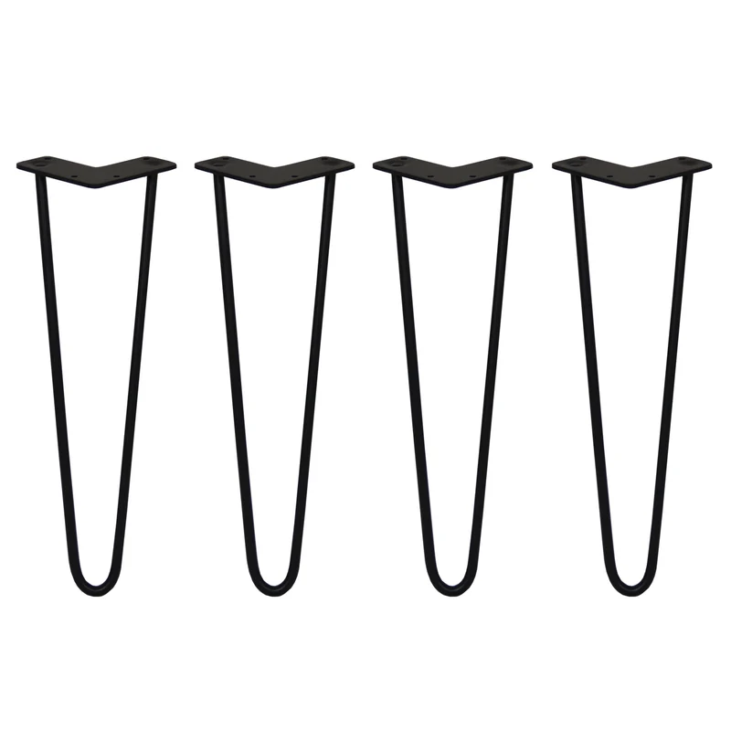 4 Pieds de Table 40,6 cm à 2 Tiges de 10 mm - Noir