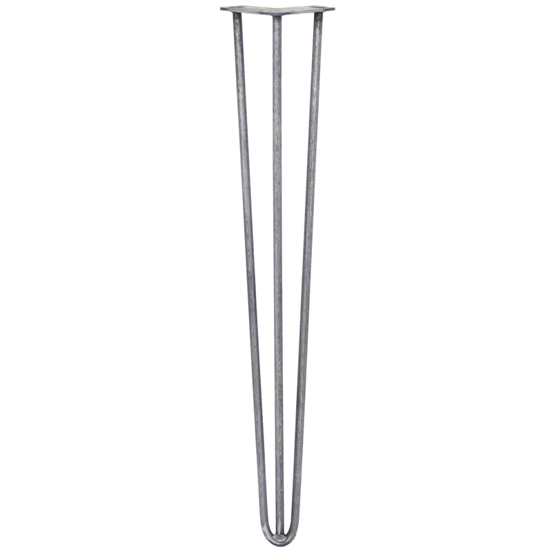 4 Pieds de Table 71 cm à 3 Tiges de 12 mm - Acier Brut