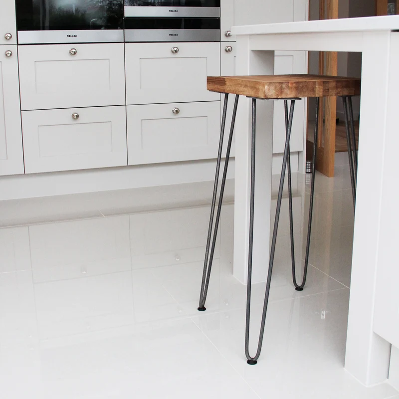 4 Pieds de Table 71 cm à 3 Tiges de 10 mm - Acier Brut