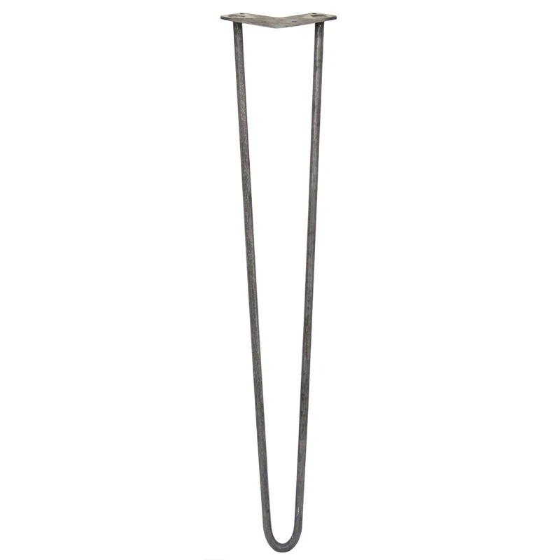 4 Pieds de Table 71 cm à 2 Tiges de 12 mm - Acier Brut