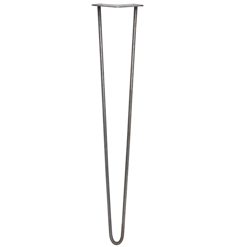 4 Pieds de Table 71 cm à 2 Tiges de 10 mm - Acier Brut