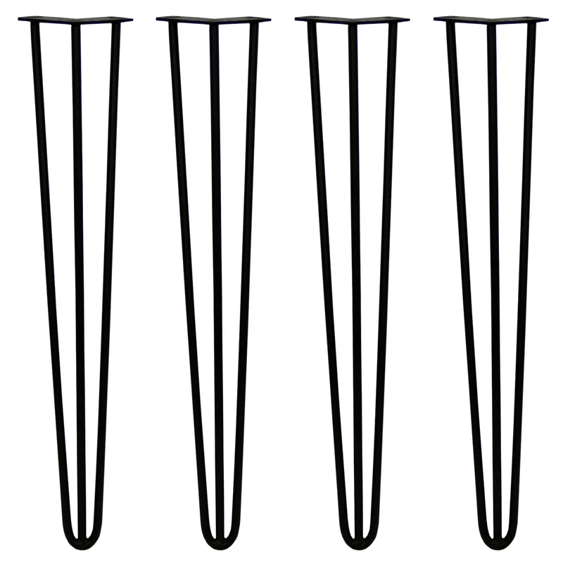 4 Pieds de Table 71 cm à 3 Tiges de 12 mm - Noir