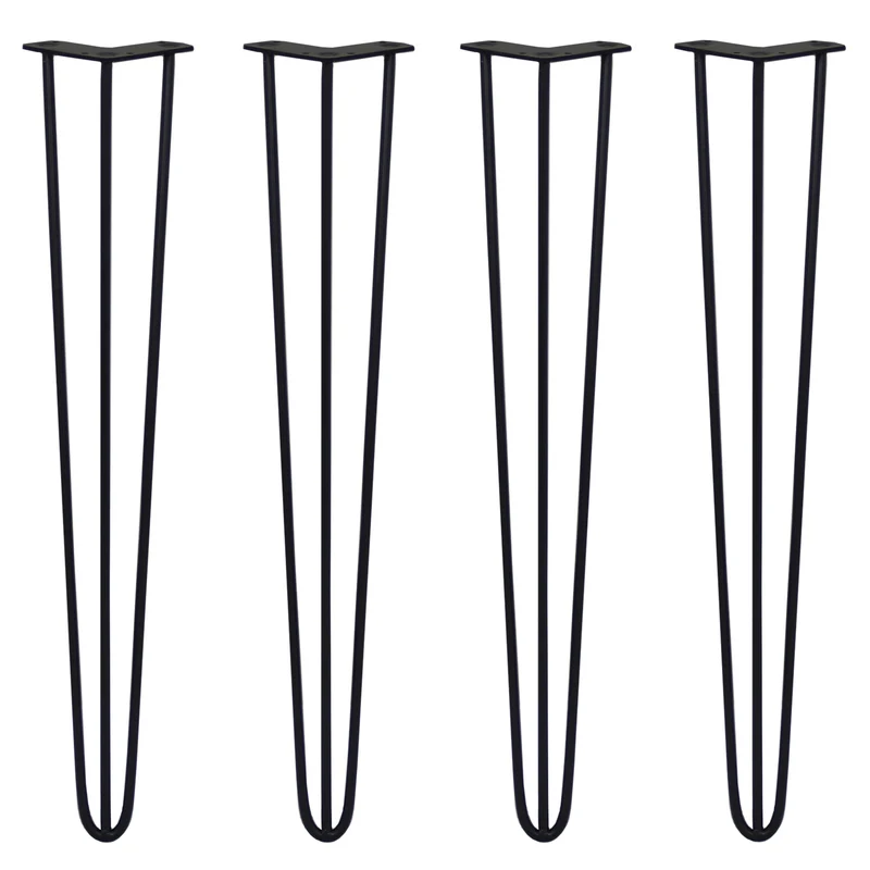 4 Pieds de Table 71 cm à 3 Tiges de 10 mm - Noir