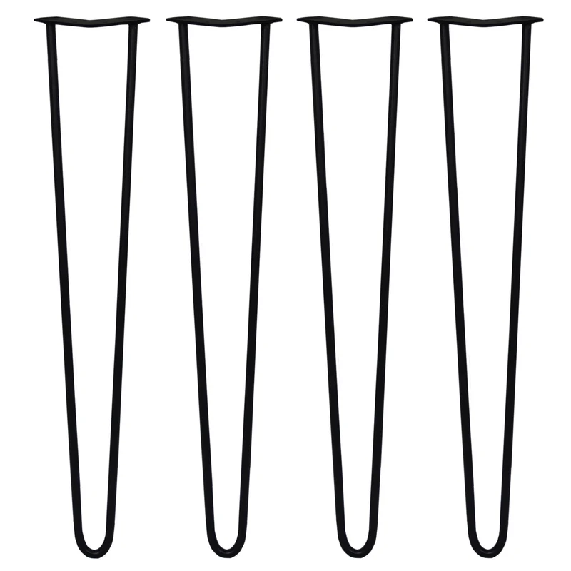 4 Pieds de Table 71 cm à 2 Tiges de 12 mm - Noir