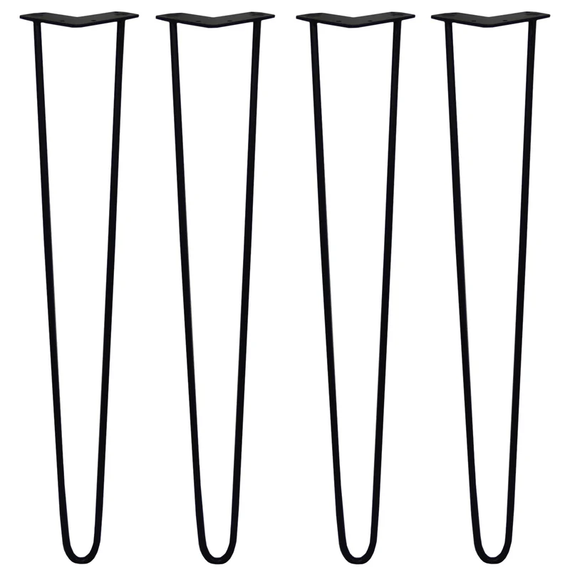 4 Pieds de Table 71 cm à 2 Tiges de 10 mm - Noir