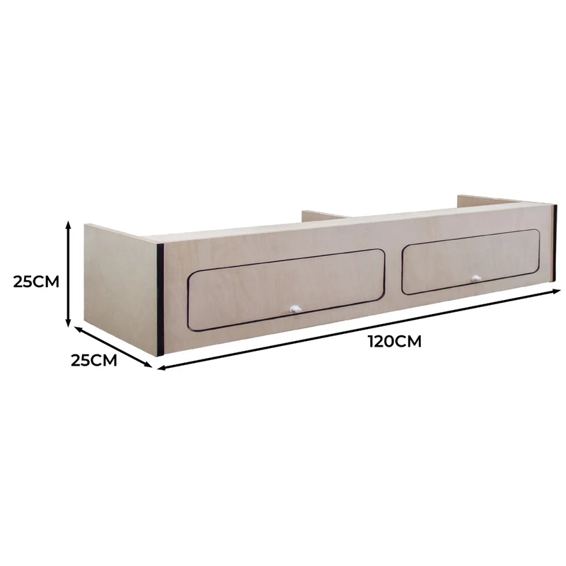 Armoire de Rangement pour Camping-Car avec Rebord Noir – 120 x 25 x 25 cm