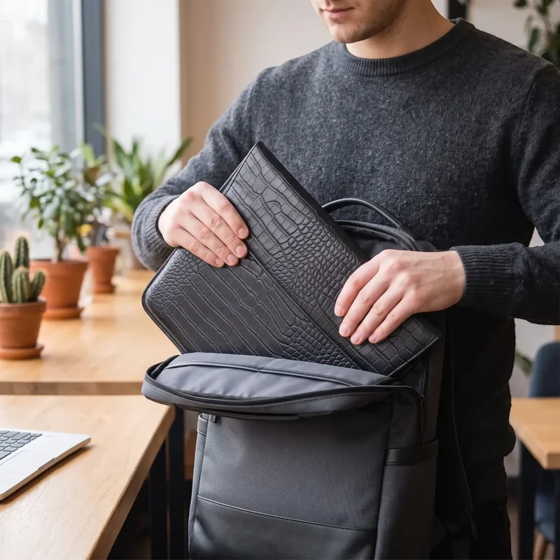 Pochette ordinateur CrocoTilt - Inclinaison Ergonomique & Protection Crocodile