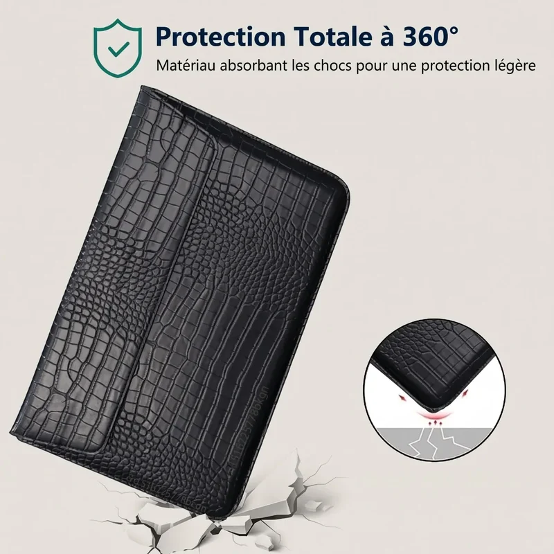 Pochette ordinateur CrocoTilt - Inclinaison Ergonomique & Protection Crocodile