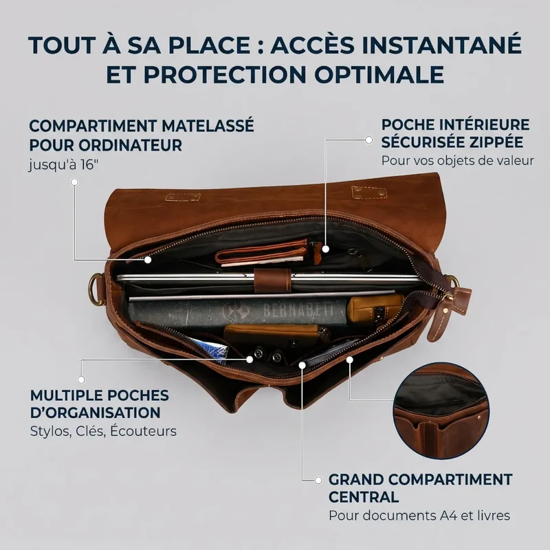 Porte-documents femme Twinora - Cuir Noble & Organisation Parfaite