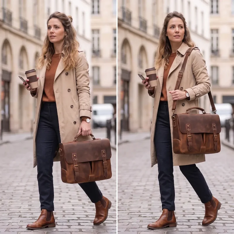 Porte-documents femme Twinora - Cuir Noble & Organisation Parfaite