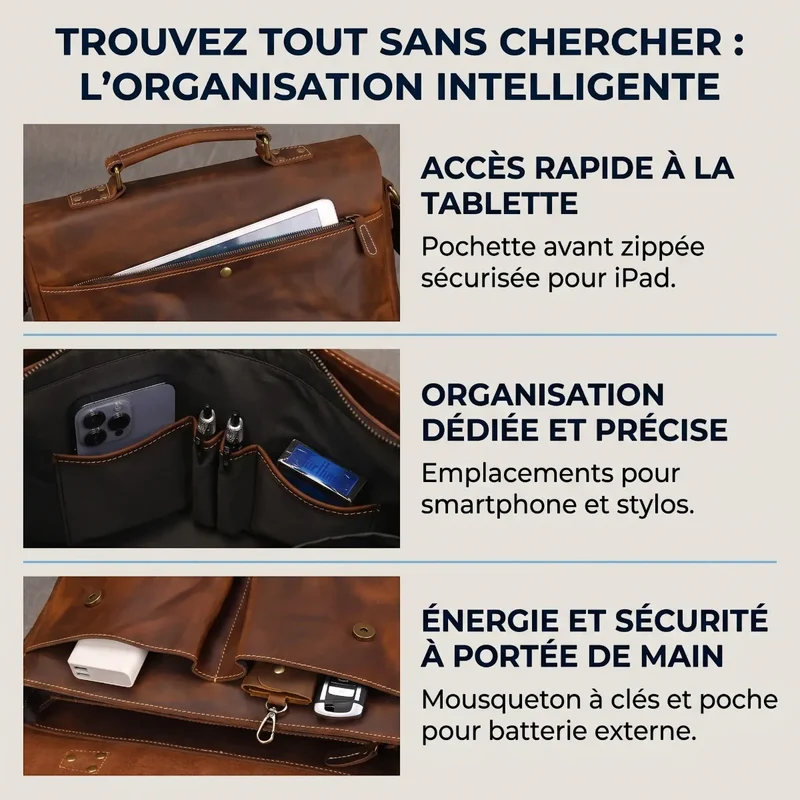 Porte-documents femme Twinora - Cuir Noble & Organisation Parfaite