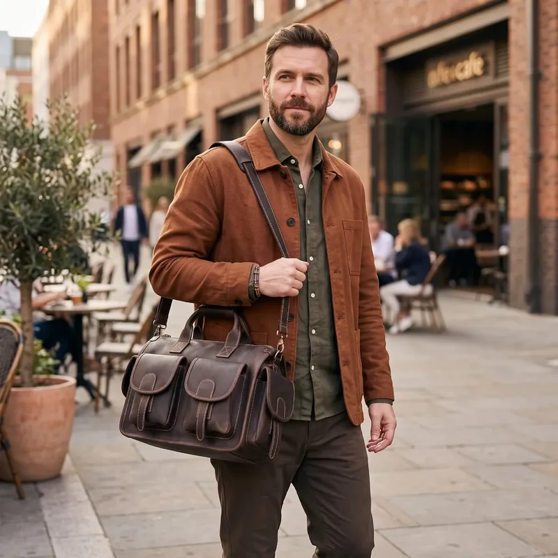 Porte-documents homme Bastion - Protection PC & Organisation Cuir