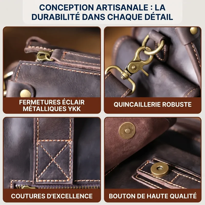 Porte-documents homme Bastion - Protection PC & Organisation Cuir