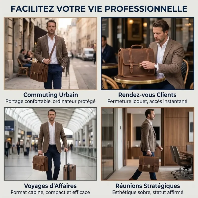 Porte-documents TriVault - Organisation Triple Soufflet & Protection Cuir