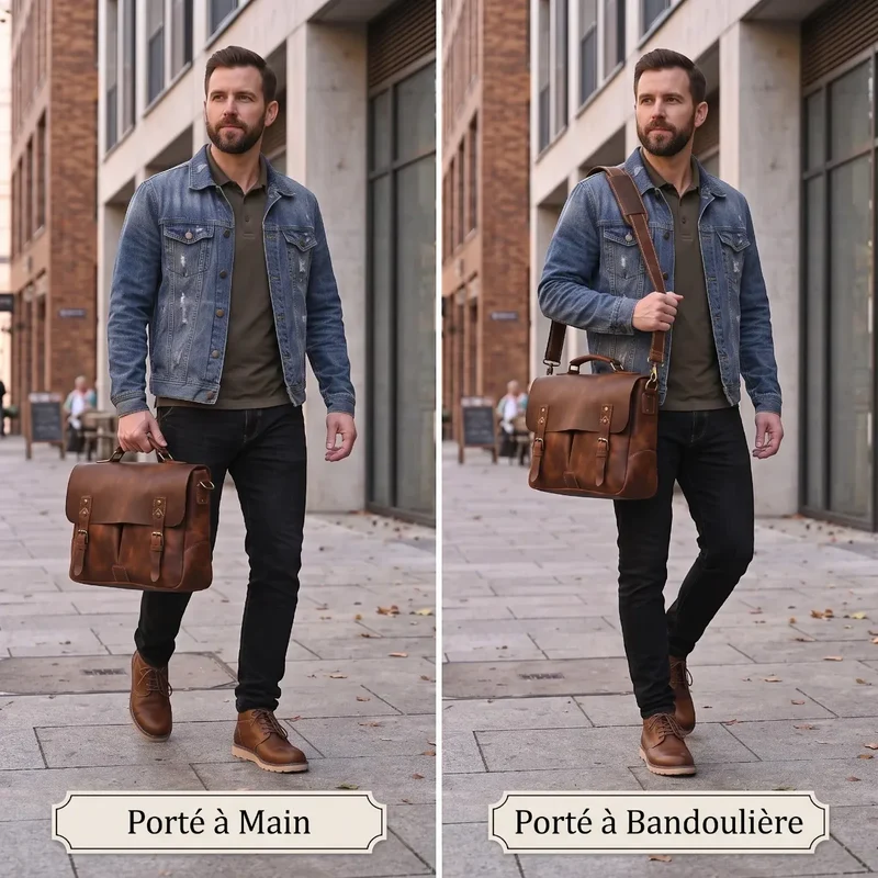 Porte-documents homme Twinora - Organisation Optimale & Cuir Véritable