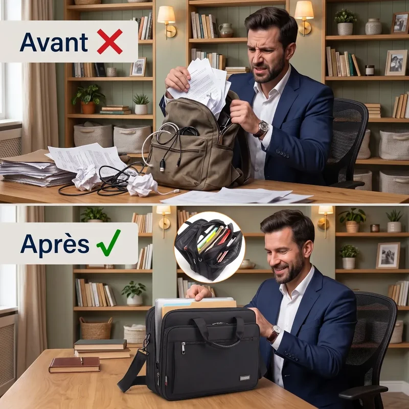 Porte-documents homme FlexoMax - Volume modulable & Protection experte