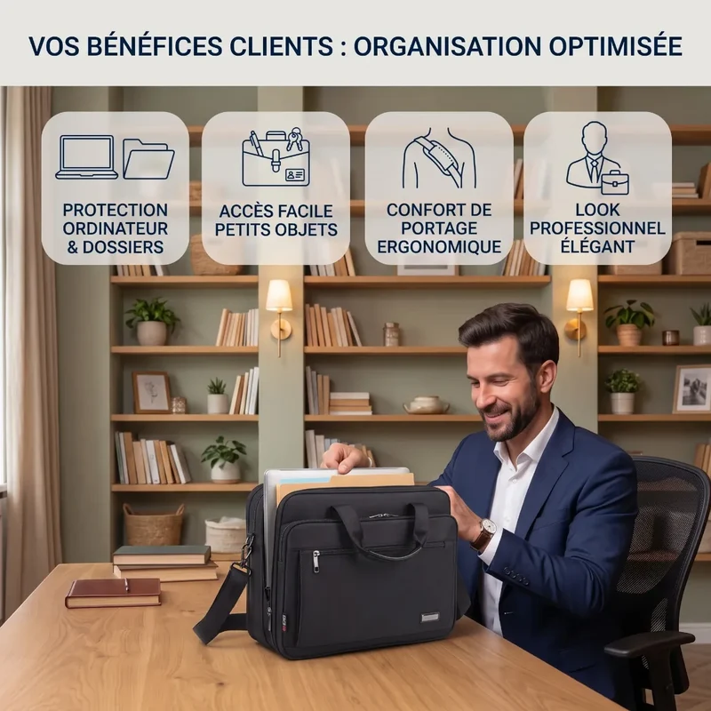Porte-documents homme FlexoMax - Volume modulable & Protection experte