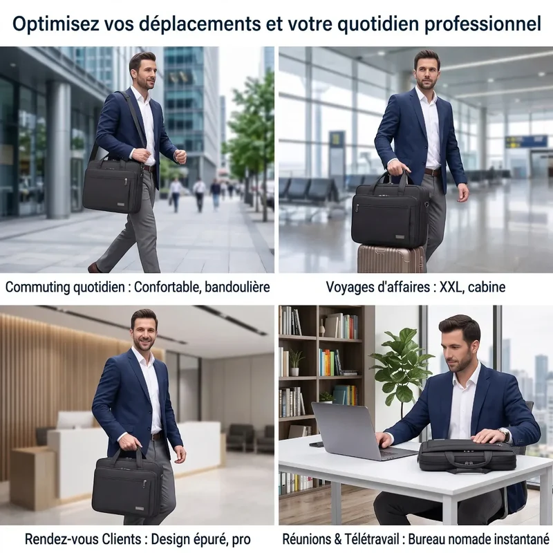 Porte-documents homme FlexoMax - Volume modulable & Protection experte